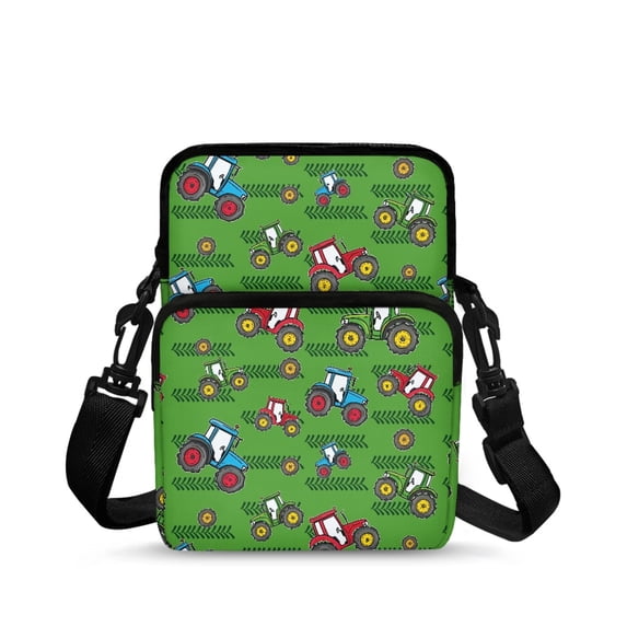 FUIALDOLG Polyester Crossbody Bags with Tractor Print, Zipper Pockets Portable Shoulder Purse for Daily Work and Travel