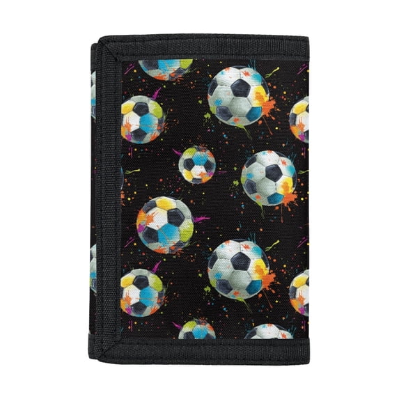 FUIALDOLG Polyester Fabric Children's Trifold Wallet with Magic Sticker Zipper Closure, Youth Wallet for Outdoor Travel and Sports