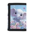 thumbnail image 1 of FUIALDOLG Polyester Fabric Toddler Wallet with Cute Elephant Print, Portable Lightweight Trifold Pouch for Outdoor and Travel, 1 of 7