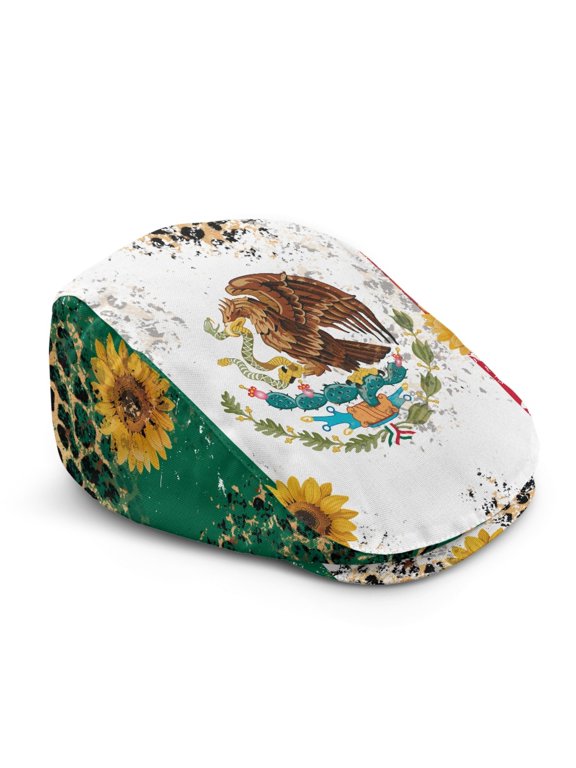 Polyester Flat Cap for Outdoor Driving Camping, Soft Adjustable Newsboy Hat, Sunflower