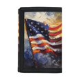 thumbnail image 1 of FUIALDOLG Polyester Kids Trifold Wallet with Compact Lightweight Children's Wallet for Travel, Painted American Flag Design Teen Wallet, 1 of 6