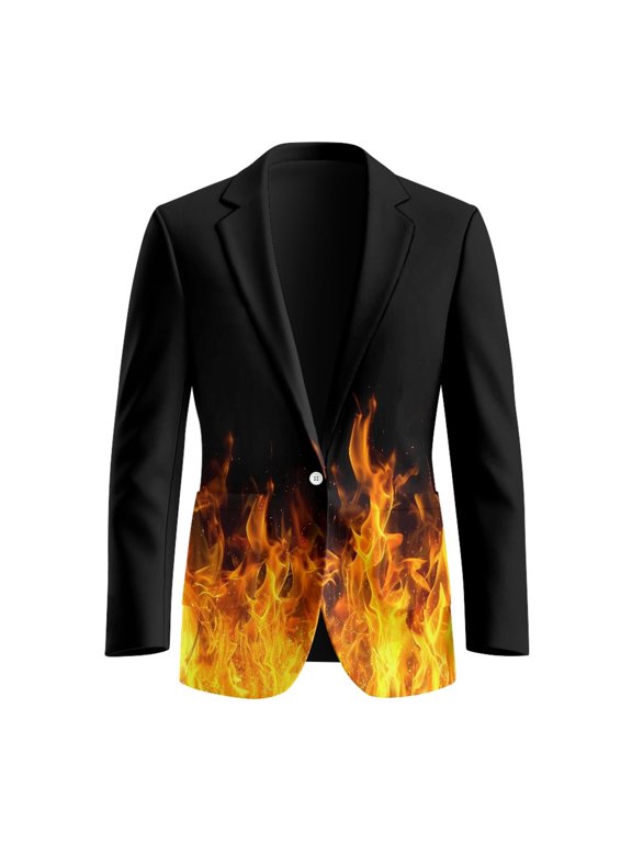 Polyester Men's Suit for Prom Summer, Lightweight Slim Men's Suit Jackets, Flame pattern
