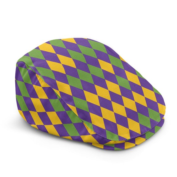 FUIALDOLG Polyester Mens Flat Beret Cap for Travel Golf Driving, Sun Shade Wrinkle Resistant Flat Hat, Gras Checkered Pattern
