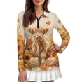 thumbnail image 1 of FUIALDOLG Pumpkin Highland Cow Quick Dry Women's Golf Shirt Collared Long Sleeve 1/4 Zip Tennis Shirts for Women Tank Top Polo Pickleball Outfits for Golfing Tennis Workout,L, 1 of 7