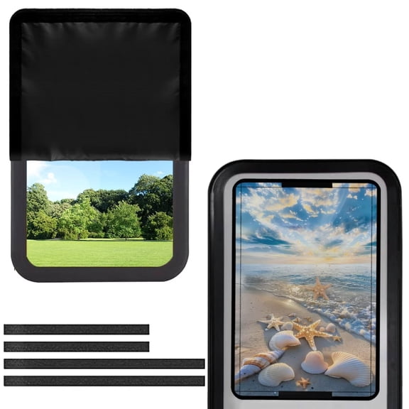 FUIALDOLG RV Door Window Shade Cover - Hook-and-Loop Fastening RV Blackout Window Cover, an-UV and Privacy Protection for Camper (17.3” x 26”, Beach Starfish Shells)