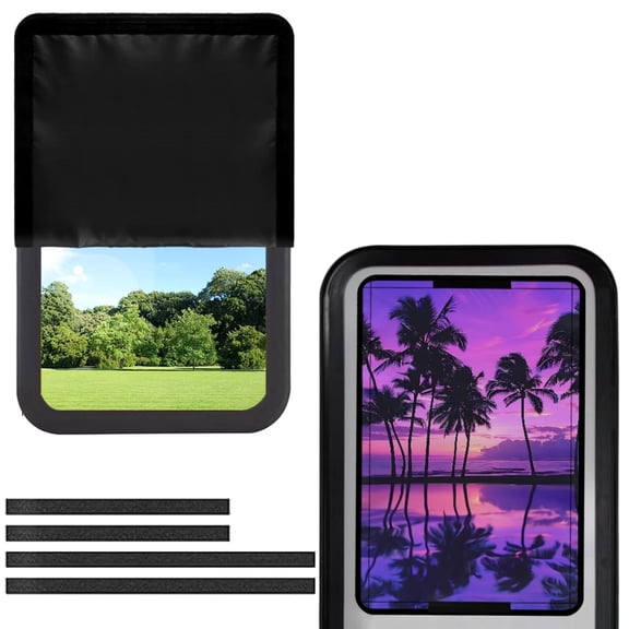 FUIALDOLG RV Door Window Shade Cover, Purple Hawaii Palm Tree Pattern Sun Blackout Fabric for UV Rays Protection for Camper Privacy Entrance (17.3x26 inch)