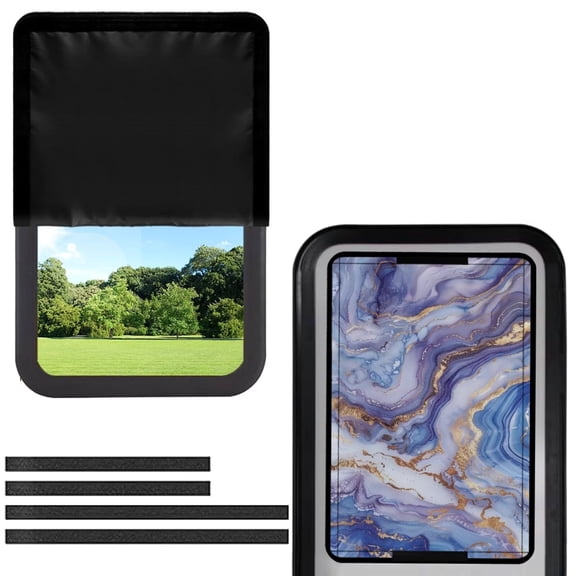 FUIALDOLG RV Door Window Shade Half-Fold Design Camper Door Window Cover UV Protection 17.3"x26" for RV Camper Trailer (Purple Golden Marble)