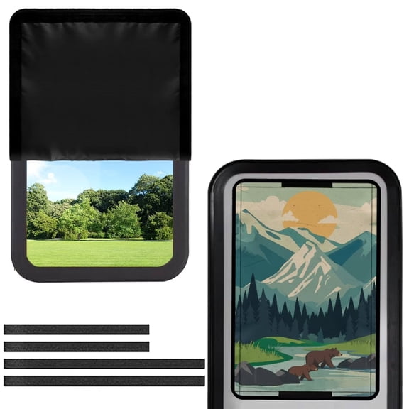 FUIALDOLG RV Door Window Shade for Total UV Protection, Wild Bear Mountain Pattern Half-Fold Design Window Sunshade Blinds for Camper Windows Travel Trailer Camping Accessories 17.3" x 26"