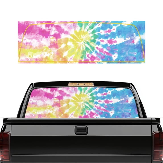 FUIALDOLG Rainbow Tie Dye Design Truck Rear Window Decal 66.9 x 22.4 Inches Car Rear Windshield Sunshade for Most Models, Vinyl Waterproof Truck Back Window Decal