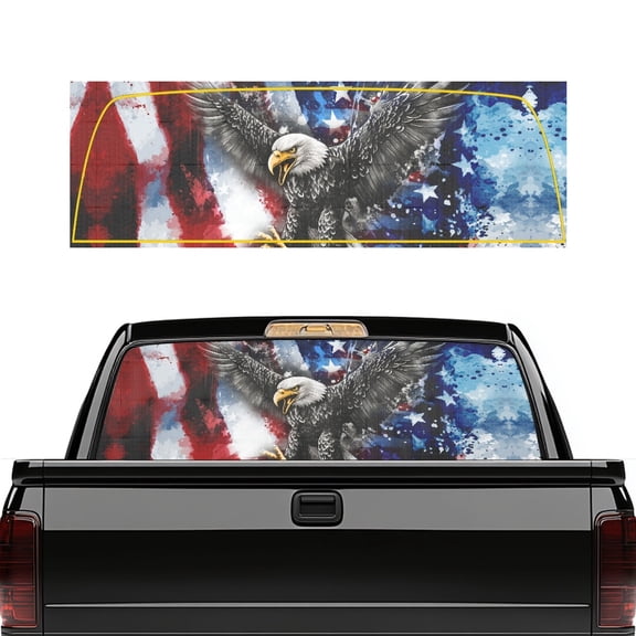 FUIALDOLG Rear Window Decal for Trucks SUV Sedan Perforated UV-Resistant Waterproof Back Windshield Graphic Sticker, Universal Fit , Patriotic Eagle