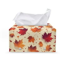 FUIALDOLG Rectangle Tissue Box Cover - Waterproof PU Leather Tissues Cube Boxes Holder Aesthetic Desk Decor for Room, Home & Office - Fall Maple Leaves