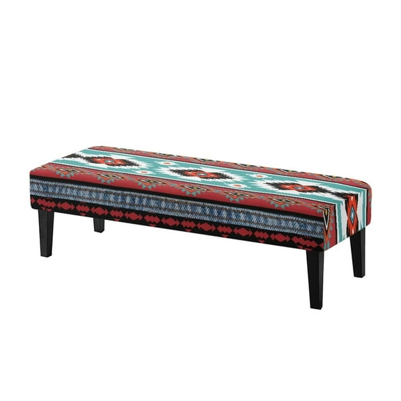 FUIALDOLG Red Aztec Tribal Print Rectangle Bench Covers Stretch Washable Long Dining Bench Seat Cover Slipcover with Elastic Edge Removable Cushion Protector for Bedroom, Living Room