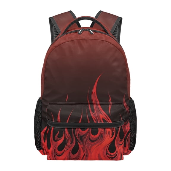 FUIALDOLG Red Flame Kids School Backpack for Boys Lightweight Bookbag Elementary School Daypack Teens Backpack with Adjustable Shoulder for Travel