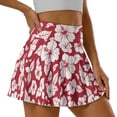 thumbnail image 1 of FUIALDOLG Red Hibiscus Flower Tennis Skirt Cute Floral Pink Athletic Skort with Pocket Stretchy Soft Golf Skirt Hawaii Mini Skirt for Women Lady Summer Sportwear,L, 1 of 8