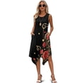 thumbnail image 1 of FUIALDOLG Red Rose Summer Dress for Women Lady Casual Tiered Sundresses with Pockets idi Tank Dresses Beach Dresses,4XL, 1 of 7