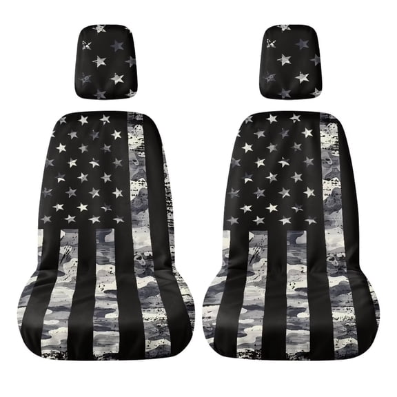 FUIALDOLG Retro American Flag Printed Women's Bucket Seat Covers for UTV Low Back Seat Covers UTV Seat Protectors Front Seats Cushion Cover and Headrest Cover Set of 4