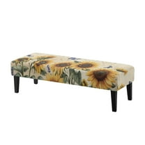 FUIALDOLG Retro Sunflower Butterfly Print Stretch Dining Bench Cover, Removable Bench Slipcover Washable Long Seat Cover Protector for Dining Room, Living Room, Bedroom, Kitchen