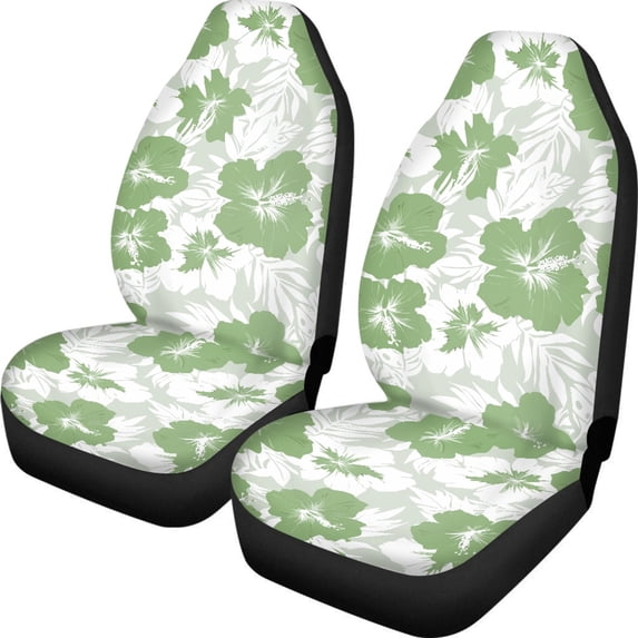 FUIALDOLG Sage Green Hibiscus Tropical Floral Print Front Seat Cover for Women, Set of 2 Vehicle Seat Covers Nonslip Interior Decor Accessory Car Seat Cover