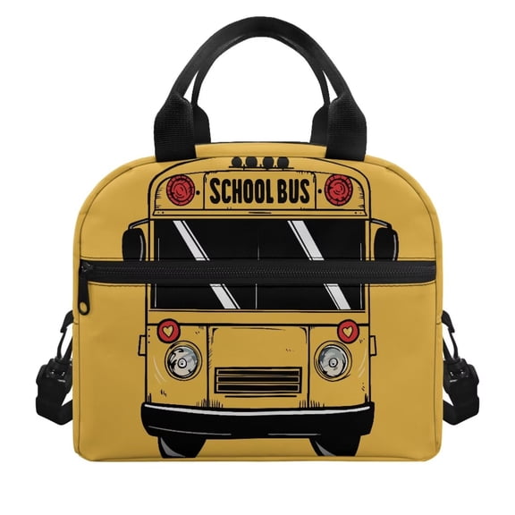 FUIALDOLG School Bus Kids Lunch Bag Insulated Lunch Box Reusable Leakproof Cooler Lunchbag Meal Portable Container Tote Bento Box with Adjustable Shoulder Strap for School Travel Picnic