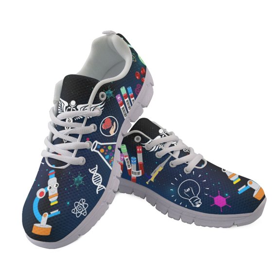 FUIALDOLG Science Lab Print Running Sneakers, Breathable Mesh Lace up Shoes for Running Walking and Outdoor Activity