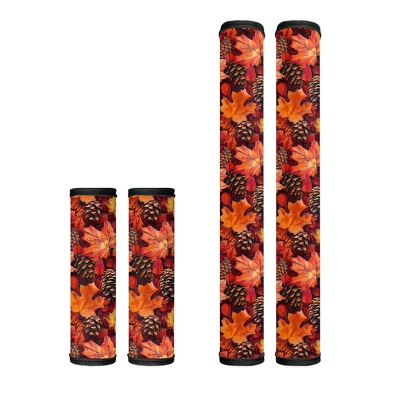 FUIALDOLG Set of 4 Washable Fabric Door Handle Cloth Protector with Cozy Autumn Pattern, Refrigerator Microwave Oven Handle Covers for Kitchen, Autumn Maple Leaves Pinecone