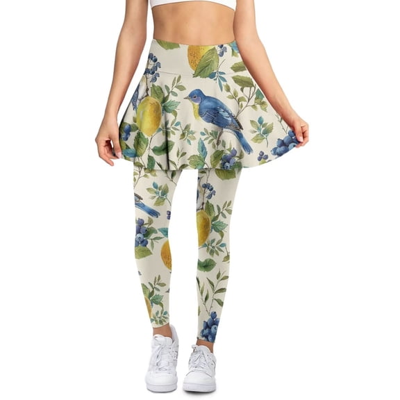 FUIALDOLG Small Birds Skirt with Leggings for Women High Waist Tennis Skirted Legging Active Golf Skorts Picckleball Clothing,Size 3XL