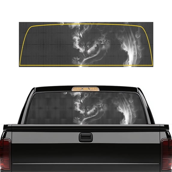 FUIALDOLG Smoky Dragon Pickup Truck Rear Window Decal 66.9 x 22.4 Inch, FadeResistant Perforated Vinyl Stickers for Most Pickup Trucks