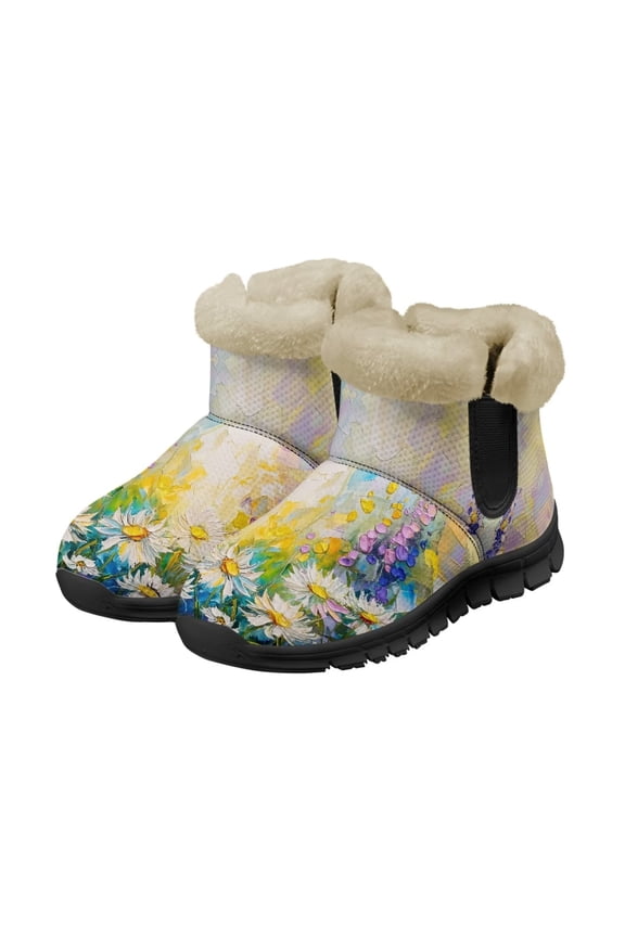 Snow Boots for Women Warm Flannel Lined Boots Ladies Slip on Fashion Bootie Hip 2 Genuine Suede Ankle Snow Boots PullOn with Cozy Faux Fur Lining