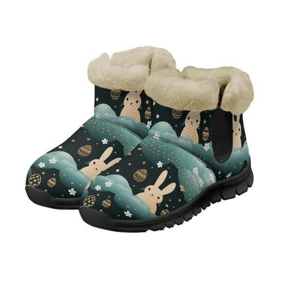 FUIALDOLG Snow Boots Womens Winter Ankle Boots Ladies Warm Fur Lined Booties Thickening Shoes Flat Sneakers Outdoor Booties