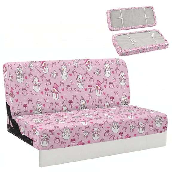 FUIALDOLG Snowman Candy Cane RV Dinette Cushion Covers Universal, Fit for Travel Trailer Camper, RV Jackknife Sofa Cover Suitable for Jackknife Sleeper Sofas