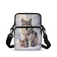 thumbnail image 1 of FUIALDOLG Snowy Winter Wolves Crossbody Bags, Stretch Polyester Portable Leakproof Messenger Bag for Outdoor Travel, 1 of 7