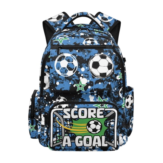 FUIALDOLG Soccer Stars Waterproof School Bag for Daily Use Scuola, Durable Multiple Pockets 600D Polyester Kids Backpack