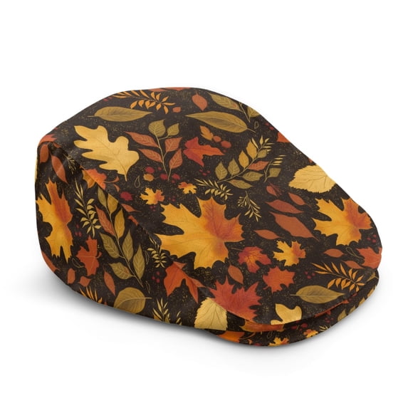FUIALDOLG Soft Forward Cap, Fall Leaves Mix Pattern Polyester Light Adjustable Newsboy Forward Hat for Travel Outdoor Driving