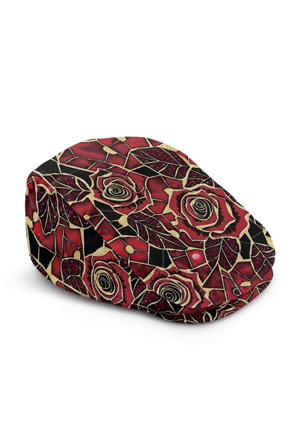 Soft Newsboy Hat, Stained Glass Rose Polyester Lightweight Wrinkle-Resistant Flat Cap for Walking Daily Outdoor Shopping