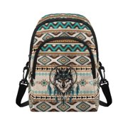 FUIALDOLG Southwestern Wolf Tribal Adjustable Strap Shoulder Bag for Casual Shopping Travel, Polyester Adjustable Length Strap Crossbody Bag