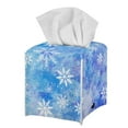 thumbnail image 1 of FUIALDOLG Square Tissue Box Cover PU Leather, Snowflakes Blue Waterproof Car Tissue Holder Storage for Bathroom Vanity, Countertops, Dressers, Night Stand, Parlors and Offices, 1 of 7