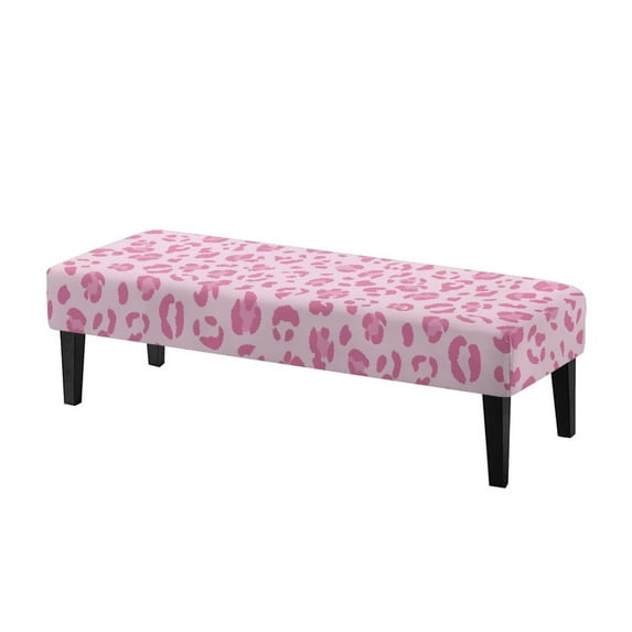 FUIALDOLG Sretch Bench Covers Slipcover Pink Leopard Print Dining Bench Cover with Elastic Band Home Decoration Washable Rectangle Piano Chair Cover for Dining Room, Living Room