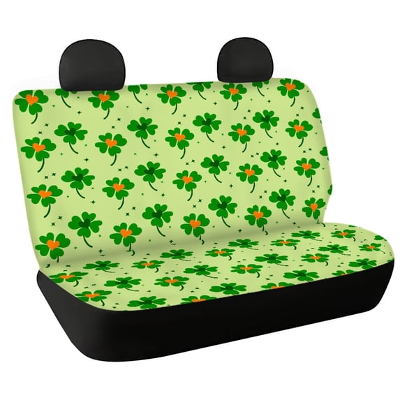 FUIALDOLG St. Patrick's Rear Bench Seat Covers Featuring Clover Shamrock Pattern, 2 Piece Stretch Waterproof Protectors for SUV and Van