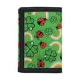 thumbnail image 1 of FUIALDOLG St. Patrick's Teen Trifold Wallet Featuring Ladybug Clover Rainbow, Waterproof Polyester Wallet for Outdoor Sports, 1 of 6
