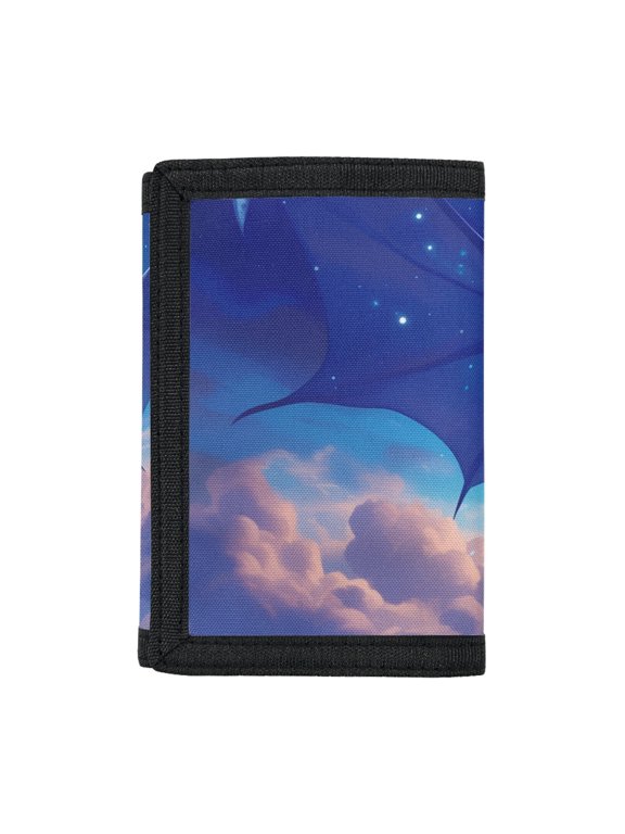 Starry Cloud Trifold Pouch, Stretch Polyester Boys Wallet for Outdoor Sports, Portable Thin Children's Card Wallet for School