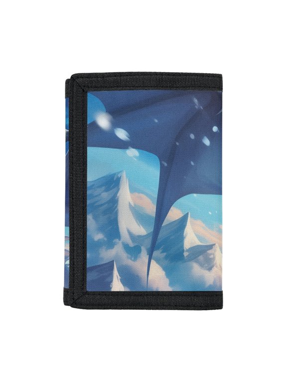 Stretch Polyester Youth Wallet with Ice Mountain Pattern, Lightweight Slim Teen Trifold Pouch for Outdoor Sports