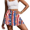 thumbnail image 1 of FUIALDOLG Stretchy Athletic Skorts for Women Red Blue Stripes And Stars Patriotic Active Skort Women's Mini Tennis Skirts Soft Golf Skort US Independence Day 250th Anniversary Apparel,M, 1 of 7