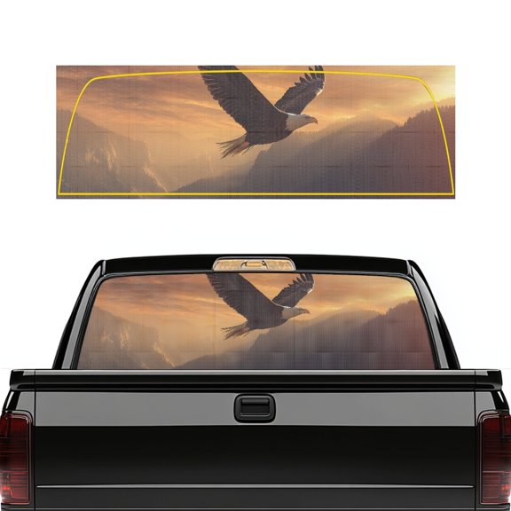 FUIALDOLG Sunset Eagle Truck Back Window Decals, Rear Window Sticker for Trucks Back Window Decal Heat and Sun Rays Reflective Blocks Sticker 66in x 22in