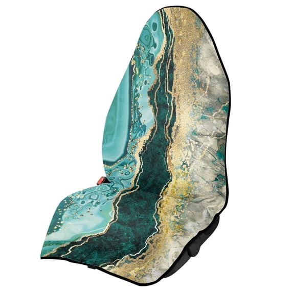 FUIALDOLG Teal Gold Agate Waterproof Car Seat Cover, Breathable Microfiber Front Cover, Non Slip for Cars Trucks and Driver Seats