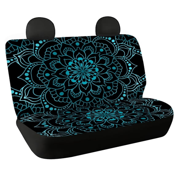 FUIALDOLG Teal Mandala Car Back Seat Covers, Set of 2 Pieces Stretch Durable Seat Covers for Universal Cars Trucks SUVs