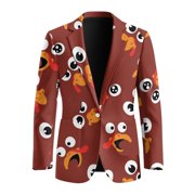 FUIALDOLG Thanksgiving Mens Sports Suit Jacket Sport Coats with Pockets Turkey Print Print Blazer for Festival Holiday Party