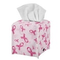 thumbnail image 1 of FUIALDOLG Tissue Box Cover Waterproof, Pink Ribbon Square PU Leather Tissue Box Holder, Modern Facial Paper Organizer Dispenser for Bathroom, Car, 5.1''X5.1''X5.5'', 1 of 7