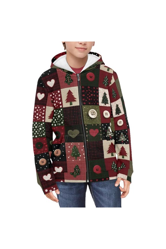 Toddler Boys Hoodies Christmas Design Print Sweatshirt Boys Jacket Zipper Hoodie Top Kids Coat Winter Long Sleeve Hooded Shirts 11-13 Years