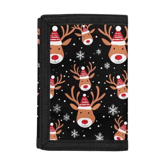 FUIALDOLG Toddler Wallet Christmas Reindeer Theme Slim Trifold Card Wallet for Sports, Polyester Compact Children's Wallet