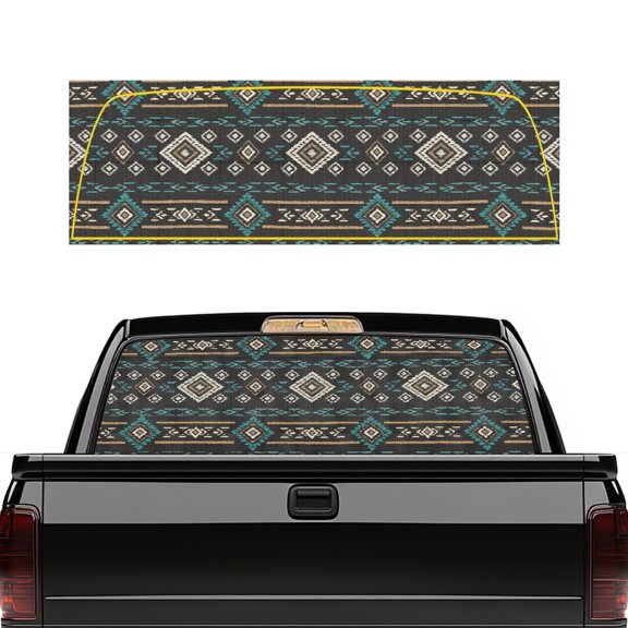 FUIALDOLG Tribal Geometric Dark Rear Window Decals for Trucks - Back Window Decals Fit Most Pickup Trucks SUV, Back Window Decal for Car Personalized Decoration Easy Install